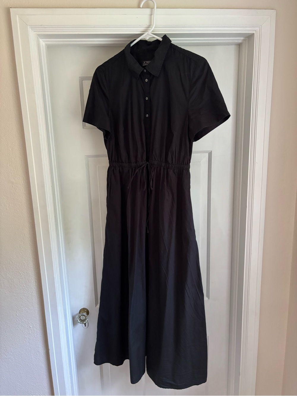 J. Crew Black Midi Shirt Dress with Drawstring Waist